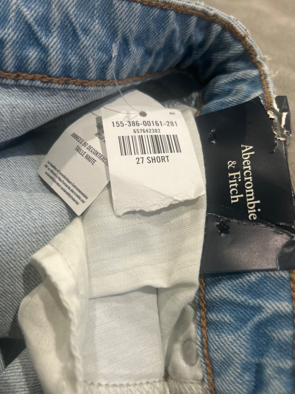 Abercrombie & Fitch The 90's Relaxed High Rise Curve Love Size 27 SHORT - Picture 11 of 12